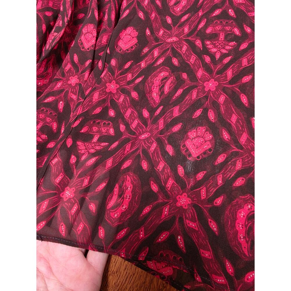 Ulla Johnson Medine Fuchsia Silk Printed Ruffled Long Sleeve Blouse Size 0 - Picture 11 of 11